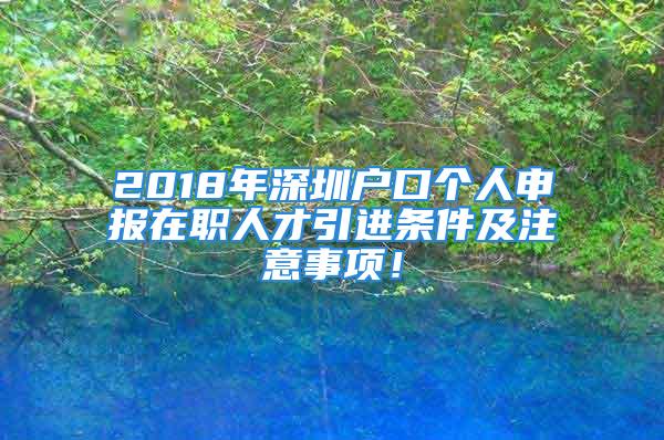 2018年深圳戶口個(gè)人申報(bào)在職人才引進(jìn)條件及注意事項(xiàng)！