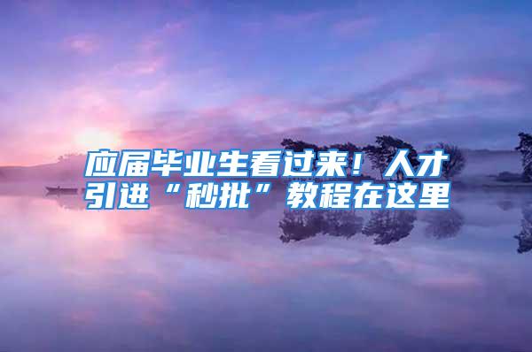 應(yīng)屆畢業(yè)生看過來！人才引進(jìn)“秒批”教程在這里