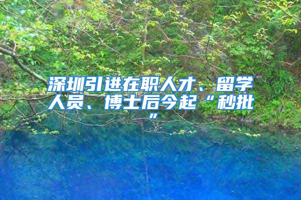 深圳引進(jìn)在職人才、留學(xué)人員、博士后今起“秒批”