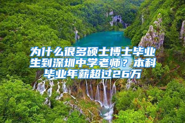 為什么很多碩士博士畢業(yè)生到深圳中學(xué)老師？本科畢業(yè)年薪超過26萬