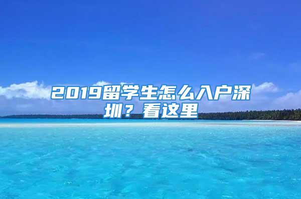 2019留學(xué)生怎么入戶深圳？看這里