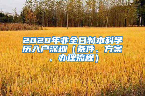 2020年非全日制本科學歷入戶深圳（條件、方案、辦理流程）