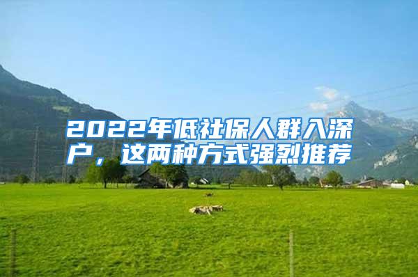 2022年低社保人群入深戶，這兩種方式強(qiáng)烈推薦