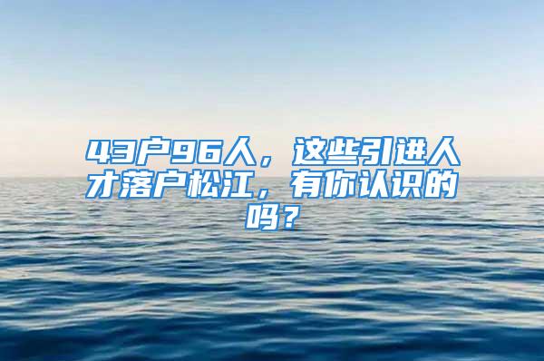 43戶96人，這些引進(jìn)人才落戶松江，有你認(rèn)識(shí)的嗎？