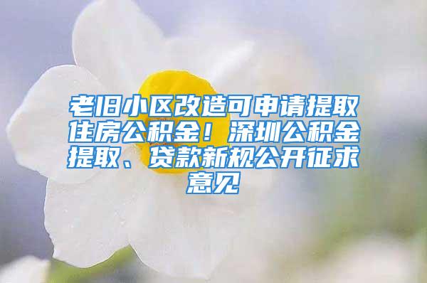 老舊小區(qū)改造可申請(qǐng)?zhí)崛∽》抗e金！深圳公積金提取、貸款新規(guī)公開征求意見