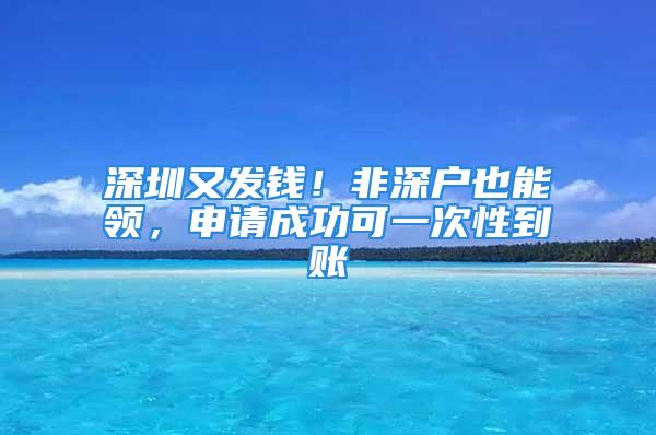 深圳又發(fā)錢！非深戶也能領(lǐng)，申請(qǐng)成功可一次性到賬