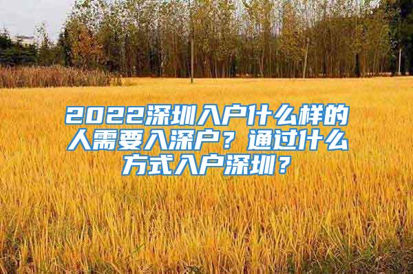 2022深圳入戶什么樣的人需要入深戶？通過什么方式入戶深圳？