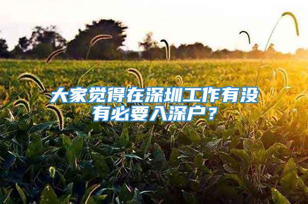 大家覺得在深圳工作有沒有必要入深戶？