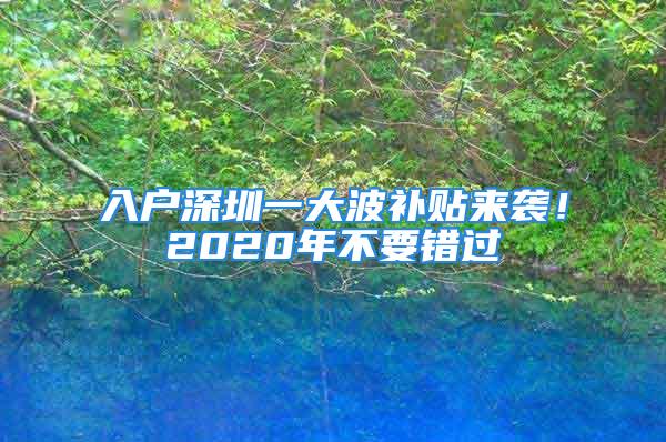 入戶深圳一大波補貼來襲！2020年不要錯過