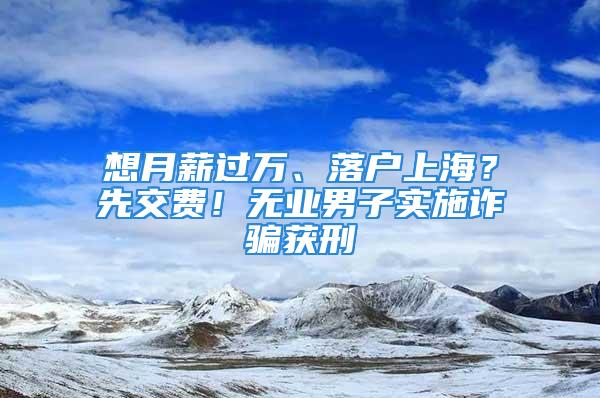 想月薪過萬、落戶上海？先交費！無業(yè)男子實施詐騙獲刑