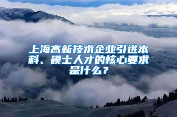 上海高新技術(shù)企業(yè)引進(jìn)本科、碩士人才的核心要求是什么？