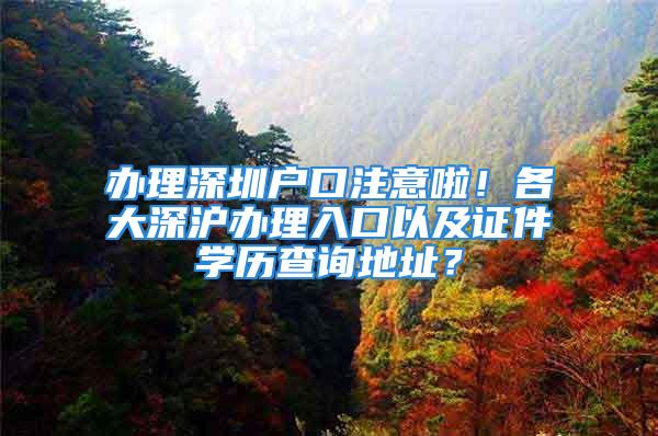 辦理深圳戶口注意啦！各大深滬辦理入口以及證件學(xué)歷查詢地址？