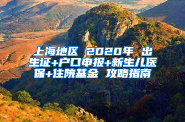 上海地區(qū) 2020年 出生證+戶口申報(bào)+新生兒醫(yī)保+住院基金 攻略指南