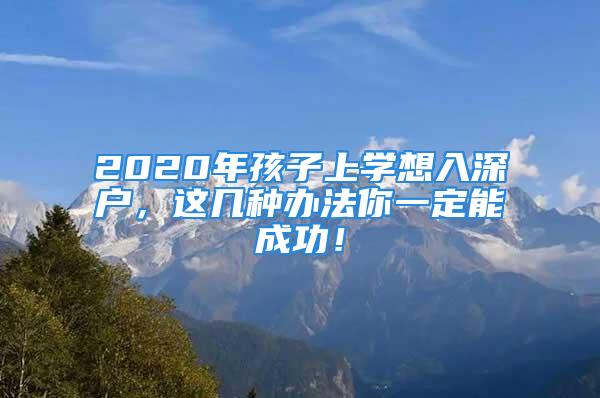 2020年孩子上學想入深戶，這幾種辦法你一定能成功！