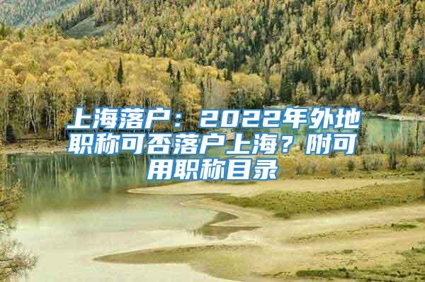 上海落戶：2022年外地職稱(chēng)可否落戶上海？附可用職稱(chēng)目錄