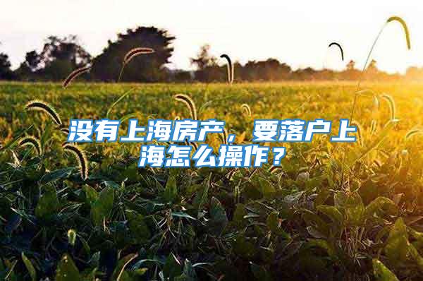 沒有上海房產(chǎn)，要落戶上海怎么操作？