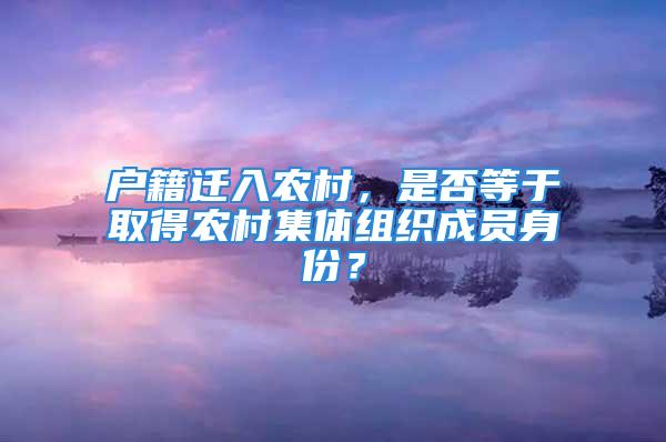 戶籍遷入農(nóng)村，是否等于取得農(nóng)村集體組織成員身份？