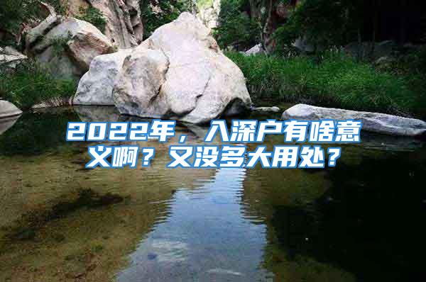 2022年，入深戶有啥意義??？又沒多大用處？