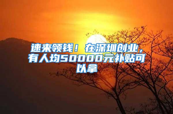 速來領(lǐng)錢！在深圳創(chuàng)業(yè)，有人均50000元補(bǔ)貼可以拿