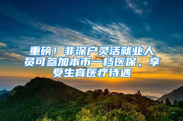 重磅！非深戶靈活就業(yè)人員可參加本市一檔醫(yī)保，享受生育醫(yī)療待遇