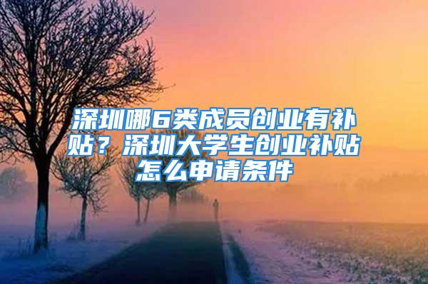 深圳哪6類成員創(chuàng)業(yè)有補(bǔ)貼？深圳大學(xué)生創(chuàng)業(yè)補(bǔ)貼怎么申請(qǐng)條件