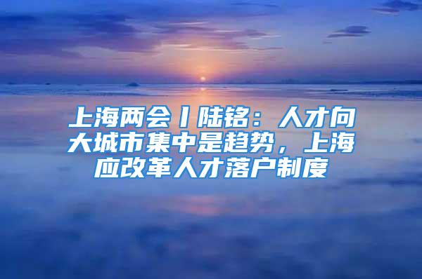 上海兩會丨陸銘：人才向大城市集中是趨勢，上海應(yīng)改革人才落戶制度