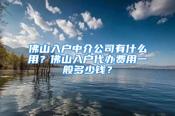 佛山入戶中介公司有什么用？佛山入戶代辦費用一般多少錢？