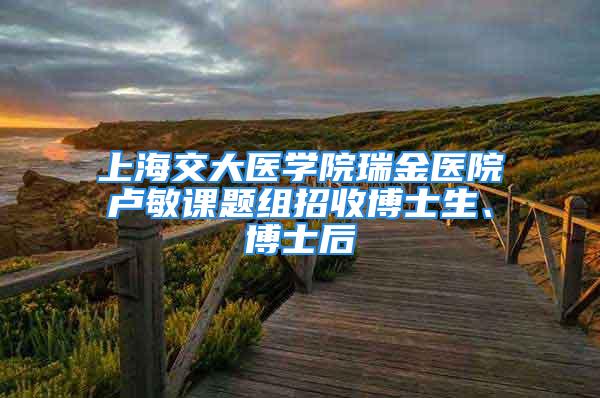 上海交大醫(yī)學院瑞金醫(yī)院盧敏課題組招收博士生、博士后