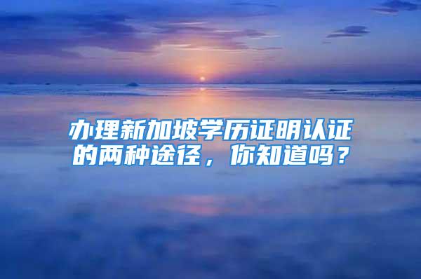 辦理新加坡學歷證明認證的兩種途徑，你知道嗎？