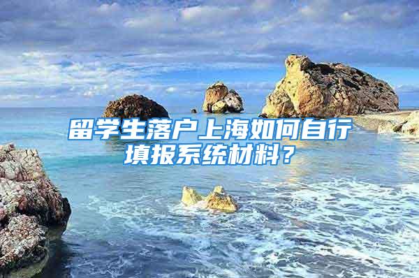 留學(xué)生落戶(hù)上海如何自行填報(bào)系統(tǒng)材料？