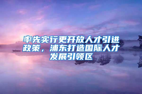 率先實行更開放人才引進政策，浦東打造國際人才發(fā)展引領(lǐng)區(qū)