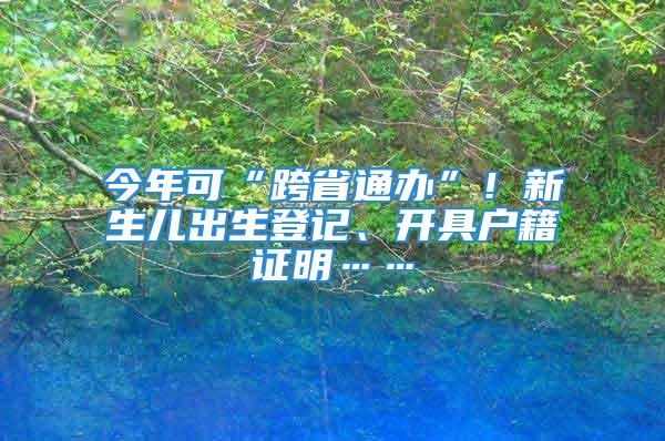 今年可“跨省通辦”！新生兒出生登記、開具戶籍證明……