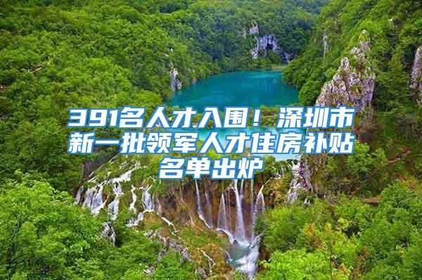 391名人才入圍！深圳市新一批領(lǐng)軍人才住房補(bǔ)貼名單出爐