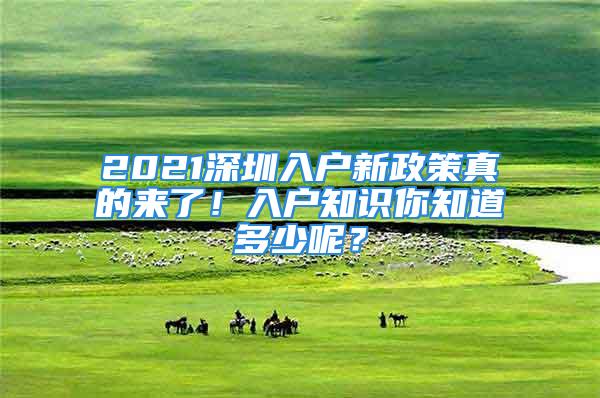 2021深圳入戶新政策真的來了！入戶知識你知道多少呢？