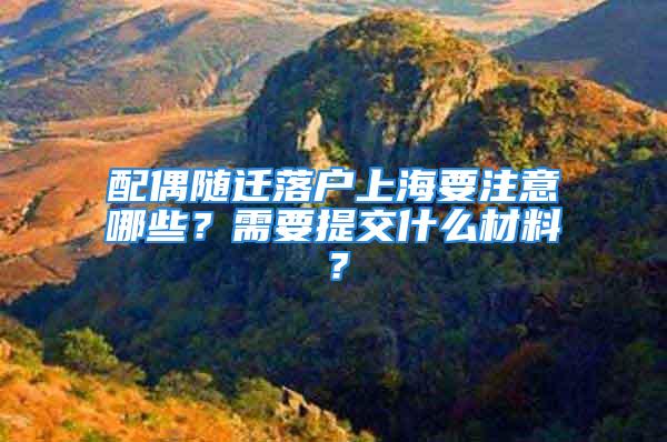 配偶隨遷落戶上海要注意哪些？需要提交什么材料？