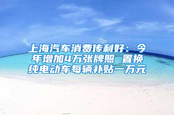 上海汽車(chē)消費(fèi)傳利好：今年增加4萬(wàn)張牌照 置換純電動(dòng)車(chē)每輛補(bǔ)貼一萬(wàn)元