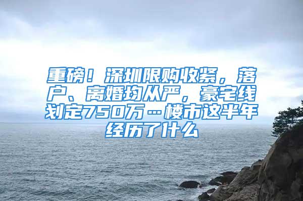 重磅！深圳限購收緊，落戶、離婚均從嚴，豪宅線劃定750萬…樓市這半年經(jīng)歷了什么