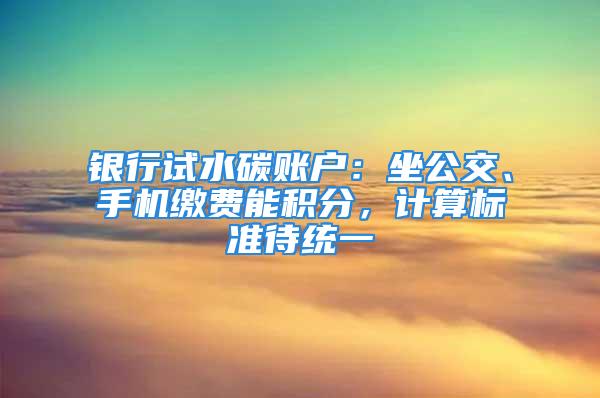 銀行試水碳賬戶：坐公交、手機(jī)繳費(fèi)能積分，計算標(biāo)準(zhǔn)待統(tǒng)一