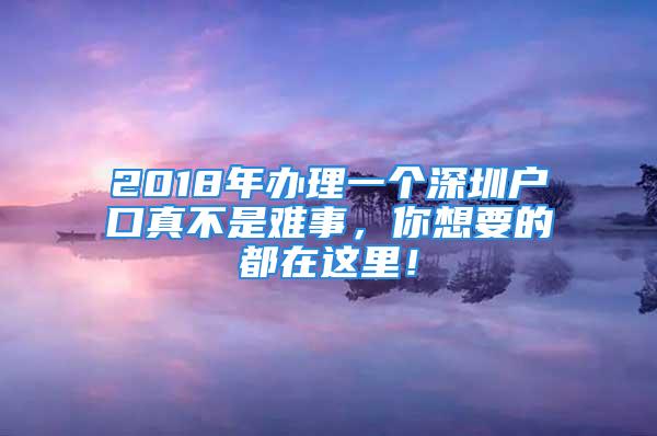 2018年辦理一個(gè)深圳戶口真不是難事，你想要的都在這里！