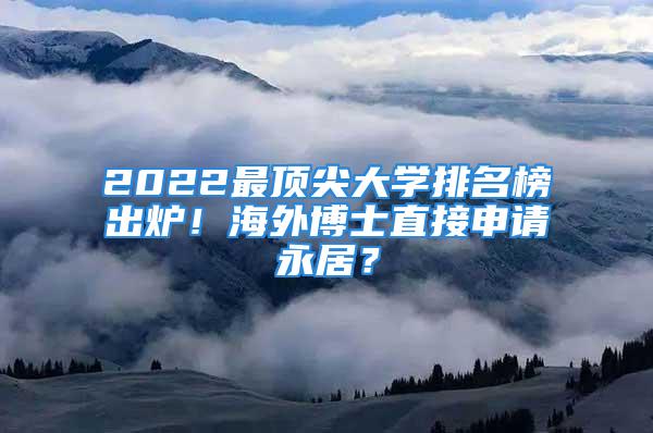 2022最頂尖大學(xué)排名榜出爐！海外博士直接申請(qǐng)永居？