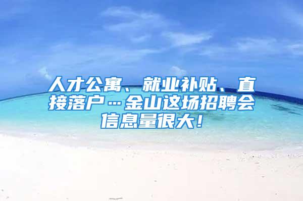 人才公寓、就業(yè)補貼、直接落戶…金山這場招聘會信息量很大！