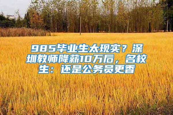 985畢業(yè)生太現(xiàn)實？深圳教師降薪10萬后，名校生：還是公務員更香