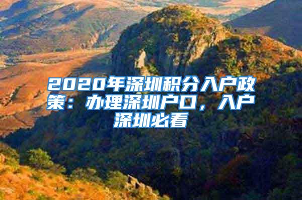 2020年深圳積分入戶政策：辦理深圳戶口，入戶深圳必看