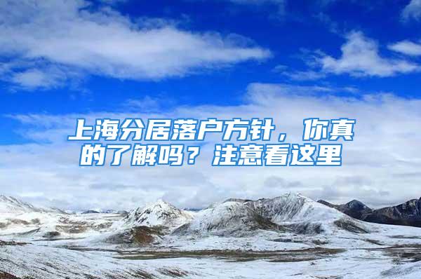 上海分居落戶方針，你真的了解嗎？注意看這里