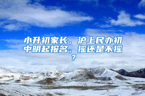 小升初家長，滬上民辦初中明起報名，搖還是不搖？