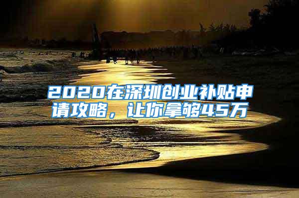 2020在深圳創(chuàng)業(yè)補(bǔ)貼申請(qǐng)攻略，讓你拿夠45萬