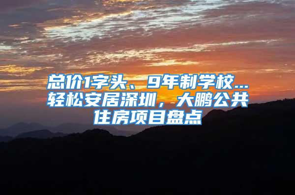 總價1字頭、9年制學(xué)校...輕松安居深圳，大鵬公共住房項目盤點