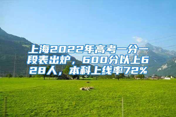 上海2022年高考一分一段表出爐，600分以上628人，本科上線率72%