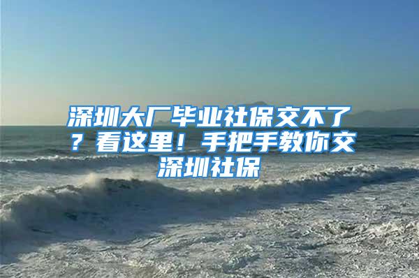 深圳大廠畢業(yè)社保交不了？看這里！手把手教你交深圳社保