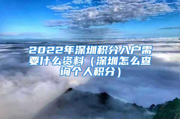 2022年深圳積分入戶需要什么資料（深圳怎么查詢個人積分）